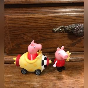 Vintage 2003 peppa pig toy car and posable figure bundle